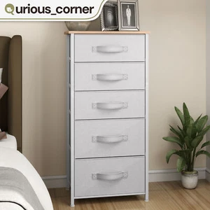 Dresser 5 Drawers Fabric Tower Closet Chest Storage Cabinet Bedroom Organizer - Picture 1 of 11