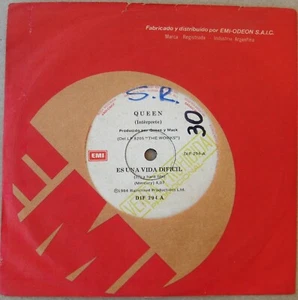 QUEEN 45 PROMO It's A Hard Life SOUTHAMERICA 7" 1984 Spanish Titles - Picture 1 of 3