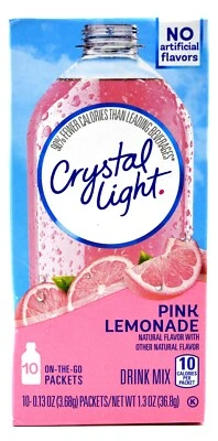 6 10-Packet Boxes Crystal Light Natural Pink Lemonade On The Go Drink Mix - Image 1 of 4