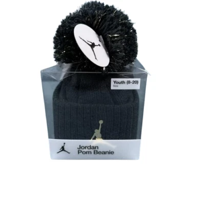 (Brand New) Jordan Youth Black And Gold Pom Beanie Youth Size 8-20 - Image 1 of 3
