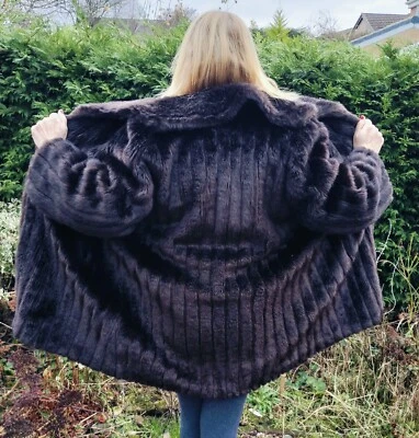 Simulated Mink Faux Fur Coat / Jacket Vintage 50's 60's Size 14/16 Glam Vintage - Image 1 of 4