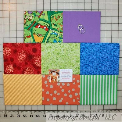 BonEful Fabric COTTON QUILT Lot Green Teenage Mutant Ninja Turtle Boy Stripe Dot - Image 1 of 4