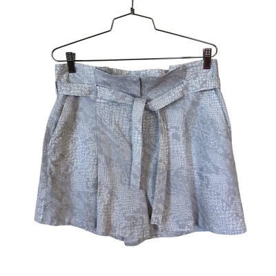 Pantalones Cortos Worthington Mujer Cintura Alta Gris Piel de Serpiente Lino Elegante 12 Grande Fiesta Foto 1 de 4