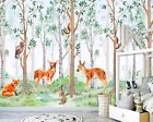 Painted animals nursery Wallpaper baby Wall Mural + Adhesive kids unisex forest