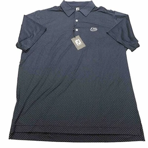 NWT FootJoy Stretch Lisle Dot Print Golf Polo Men 2XL Navy Embroidery Fast Ship! - Picture 1 of 11