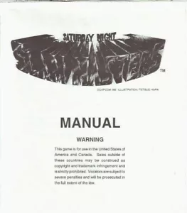Saturday Night Slam Masters Arcade Manuale 1993 Wrestling Videogioco Riparazione - Foto 1 di 2
