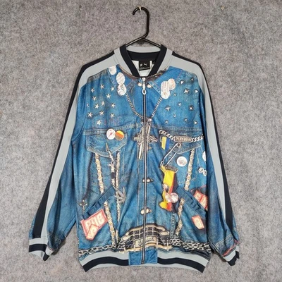 Vintage Puma Mihara Yasuhiro Jacket Size Small Blue Trompe l'oeil Denim Look Y2K - Image 1 of 4