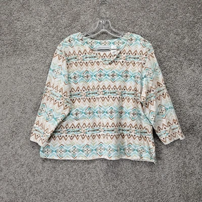 Alfred Dunners Women's Blouse Beads Aztec Pattern Multicolor PX-Large - Image 1 of 4