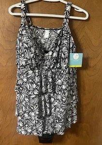 Bal Harbour Swim Size 22W Women’s One Piece Swimsuit Tummy Control Black/White - Picture 1 of 5