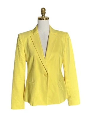 Zara Women's Large Yellow One ButtonNotched Lapel Long Sleeve Tailored Blazer - Image 1 of 4