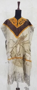 Vintage Traditional Mexican Genuine Leather Horse Riding Poncho 90x70cms - Picture 1 of 11