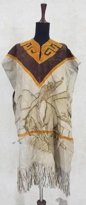Poncho vintage tradicional mexicano de couro genuíno para equitação 90x70cm - Imagem 1 de 4
