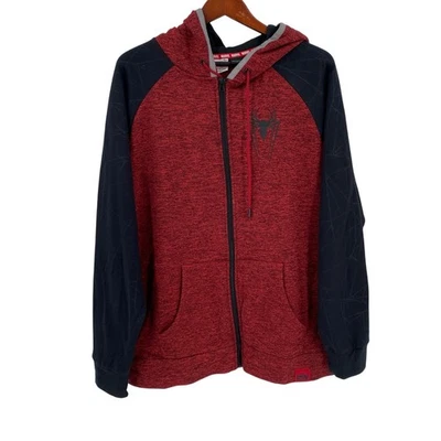 Red heather black full zip Marvel Spiderman sweatshirt mens XL - Image 1 of 4