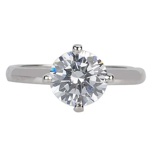 Anillo solitario de aniversario de mujer de 2,35 quilates con forma redonda D/VVSI en oro blanco 585 - Imagen 1 de 10