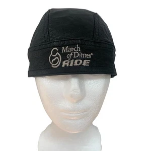 Biker Black Leather Skull Cap Head Wrap Hat “March of Dimes Ride” One Size - Picture 1 of 9
