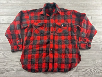 Vintage Johnson Woolen Mills Buffalo Mackinaw Wool Plaid Flannel Shirt Button Up - Image 1 of 4