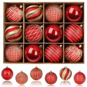 SHareconn 80mm Christmas Balls Ornaments,12PCS Colored Shatterproof Plastic D... - Picture 1 of 6