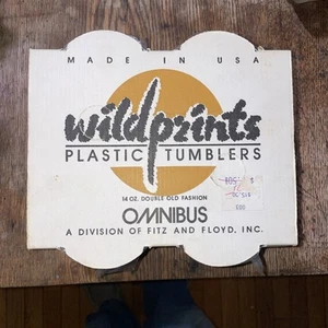 OMNIBUS WILDPRINTS 14 Ounce Tumblers Complete set Division Of Fritz And Floyd - Picture 1 of 6