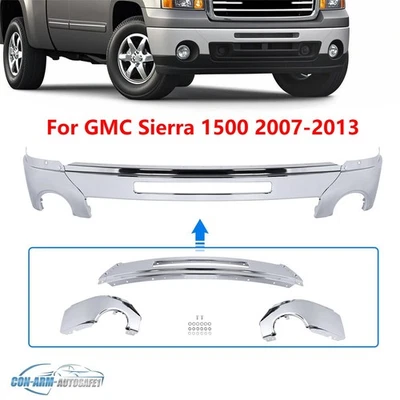 Front Bumper Face Bar For 07-13 GMC Sierra 1500 W/Fog Light Holes Split Style - Image 1 of 4