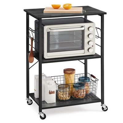 VASAGLE Kitchen Shelf on Wheels, Serving Cart with 3 Shelves, Kitchen Cart, M... - Image 1 of 4
