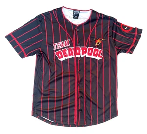 Our Universe Marvel Team Deadpool Baseball Jersey SIZE MED Sports Wolverine NWT - Picture 1 of 5