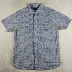 Psycho Bunny Short Sleeve Button Up Shirt Men's Large Blue Floral Print Casual - Picture 1 of 8