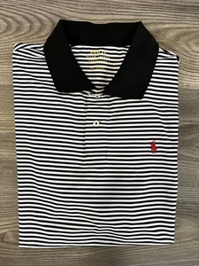 Polo Ralph Lauren Performance Uomo Extra Large Nero e Bianco Righe Rosso Pony - Foto 1 di 6