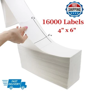 16000 Fanfold 4x6 Perforated Direct Thermal Shipping Postage Labels - Zebra 2844 - Picture 1 of 8