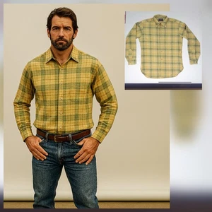 Camisa Occidental Pendleton De Colección 100% Lana Virgen Verde Salvia A Cuadros Botón Delantero Talla M - Imagen 1 de 9