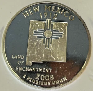 2008-S Silver New Mexico Washington Quarter PF70 UC by NGC, Beautiful White Coin - Picture 1 of 4