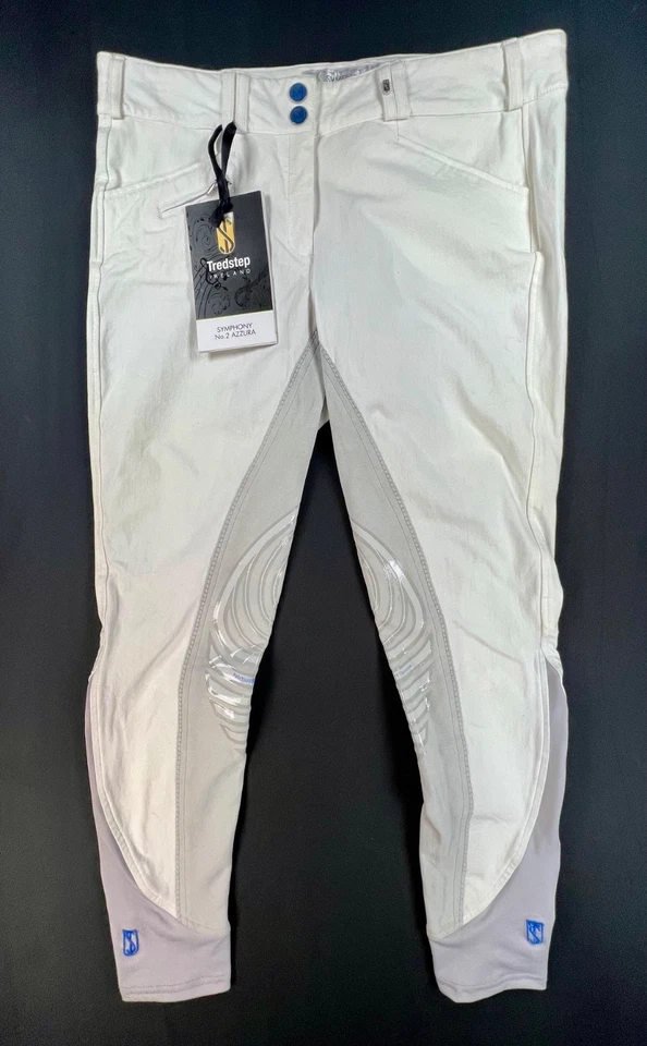 New Tredstep Symphony Azzura Full Seat Front-Zip White Breeches (32R) MSRP $170 - Image 1 of 4