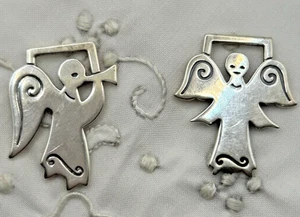 JAMES AVERY Retired Sterling Silver Bookmark 2 Angels NO Ribbon Pendant Charm - Picture 1 of 4