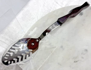 Cutco Slotted Spoon #17KJ Brown Swirl Ergonomic Handle Stainless Steel USA - Picture 1 of 11