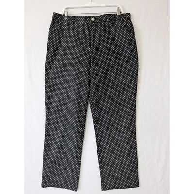 Pantalones Chaps Mujer Talla 16 Negro Blanco Lunares Elastizados Oficina Preppy Corpcore Foto 1 de 4