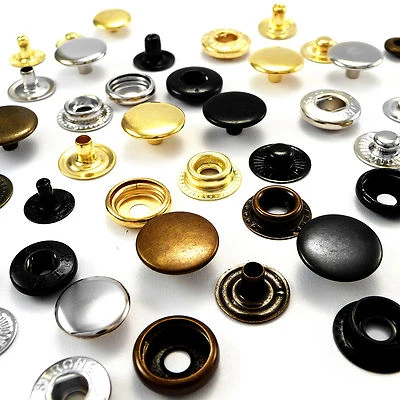 10 12.5 15mm Brass Poppers Snap fastener Press stud Sewing Leather Rust Proof - Image 1 of 2