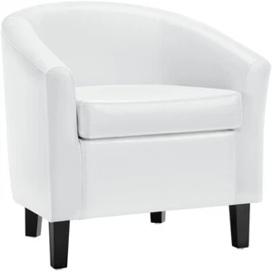 WHITE Tub Chair Armchair Boucle Club Chair for Living Room Dining Reception - Picture 1 of 15