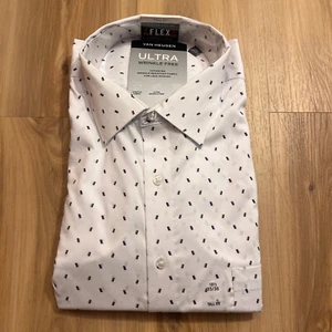 Van Heusen Flex Ultra Wrinkle Free Shirt White Men's Tall Fit Size 18.5 35/36 - Picture 1 of 4