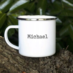 Personalised Metal Mug Large 380 ml Tin Coffee Tea Cup Camping Gift for Him Her - Picture 1 of 6