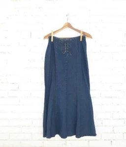 Vintage Y2K Denim Flare Skirt Size 4 Faded Glory Maxi - Picture 1 of 6