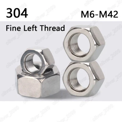Left Hand Thread 304 Stainless Steel Hexagon Hex Nuts With Fine Thread M6-M42 - Image 1 of 4