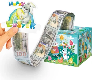 Happy Easter Money Holder - Surprise Bill Gift Card - Transparent Bunny Box - Picture 1 of 11