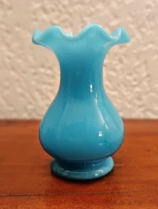 vaso in miniatura opaline blu XIX siècle - Foto 1 di 9