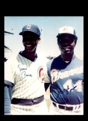 Ernie Banks Hank Aaron JSA Cert Signed 8x10 Photo Autograph Cubs - Image 1 of 2