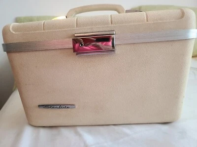 Vintage STARFLITE  Makeup TrainTravelHardCase MIRROR KEY TRAYZIPOUCH   MINTY - Image 1 of 2