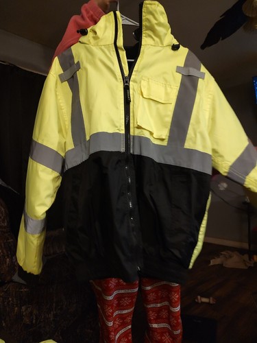 VETEMENTS Giacca uomo alta visibilità nylon con cappuccio di Tingley taglia media