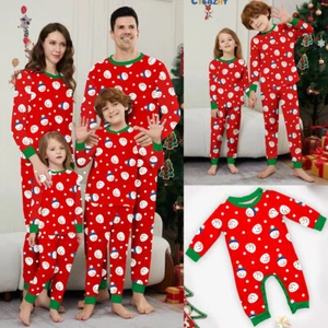 2024 New Family Matching Christmas Pyjamas Adult Kids Snowman Nightwear Pjs Set - Picture 1 of 14