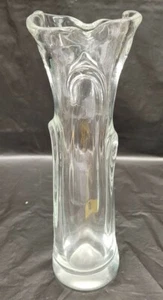 Vintage 9.5” Clear Art Glass Vase free form - Picture 1 of 9