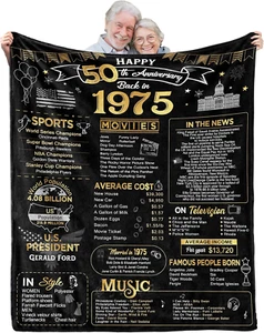 50Th Anniversary Wedding Blanket Gifts Gift for 50Th Wedding Anniversary Golden  - Picture 1 of 7