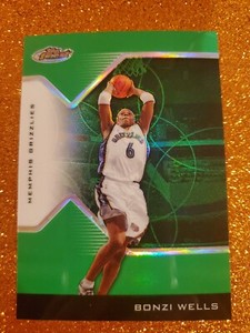 2004-05 Finest GREEN Refractor #11 Bonzi Wells /49 Memphis Grizzlies SSP 