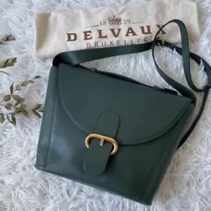 DELVAUX Shoulder Bag Handbag Brillant Green Leather Gold hardware Used Excellent - Picture 1 of 10